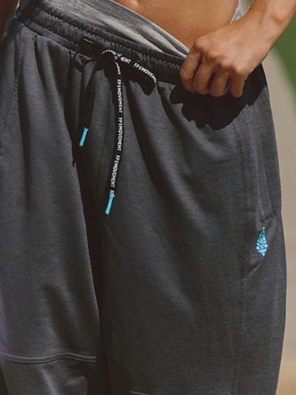 FP Movement by Free People Charcoal Joggers with Turquoise Accents